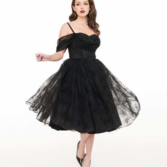 Witchwood Octavia Black Spiderweb NYE Party Dress - Picture 4 of 10
